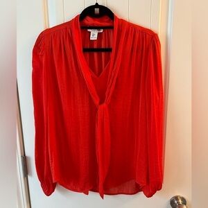 💕 Rachel Zoe Long Sleeve Blouse long tie key hole Size M